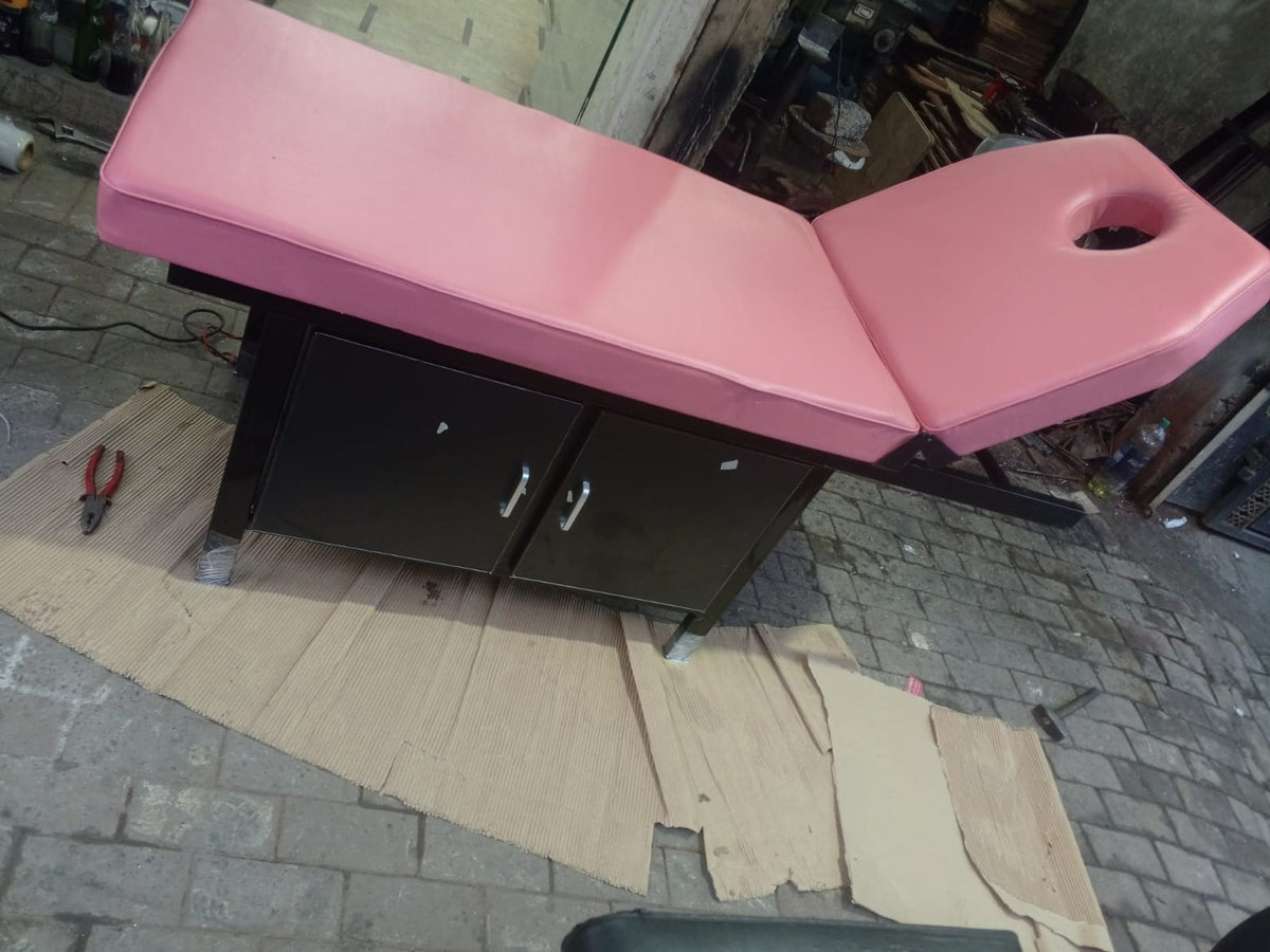 Iron Frame Aesthetic Bed with Large Storage Cabinet